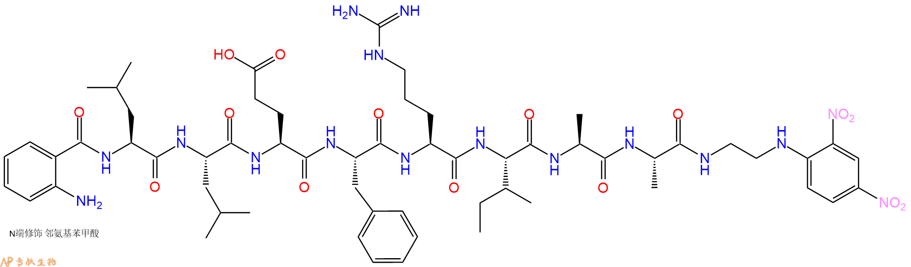 专肽生物产品Abz-Leu-Leu-Glu-Phe-Arg-Ile-Ala-Ala-EDDnp