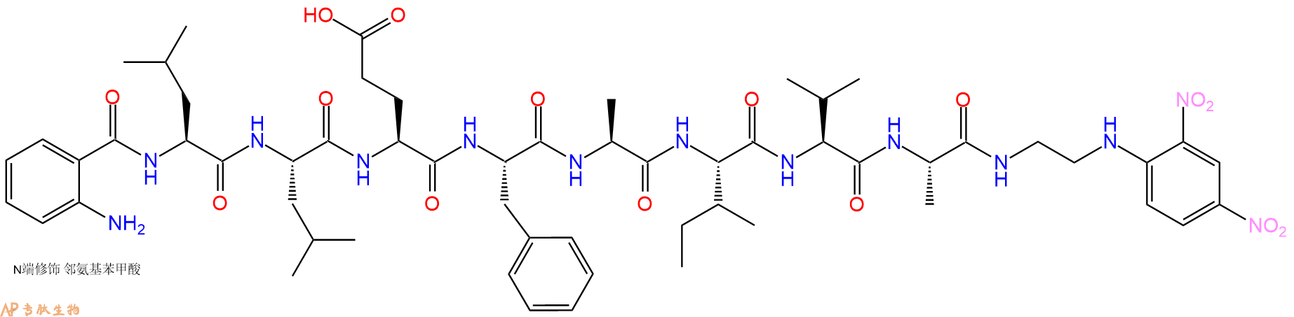 专肽生物产品Abz-Leu-Leu-Glu-Phe-Ala-Ile-Val-Ala-EDDnp