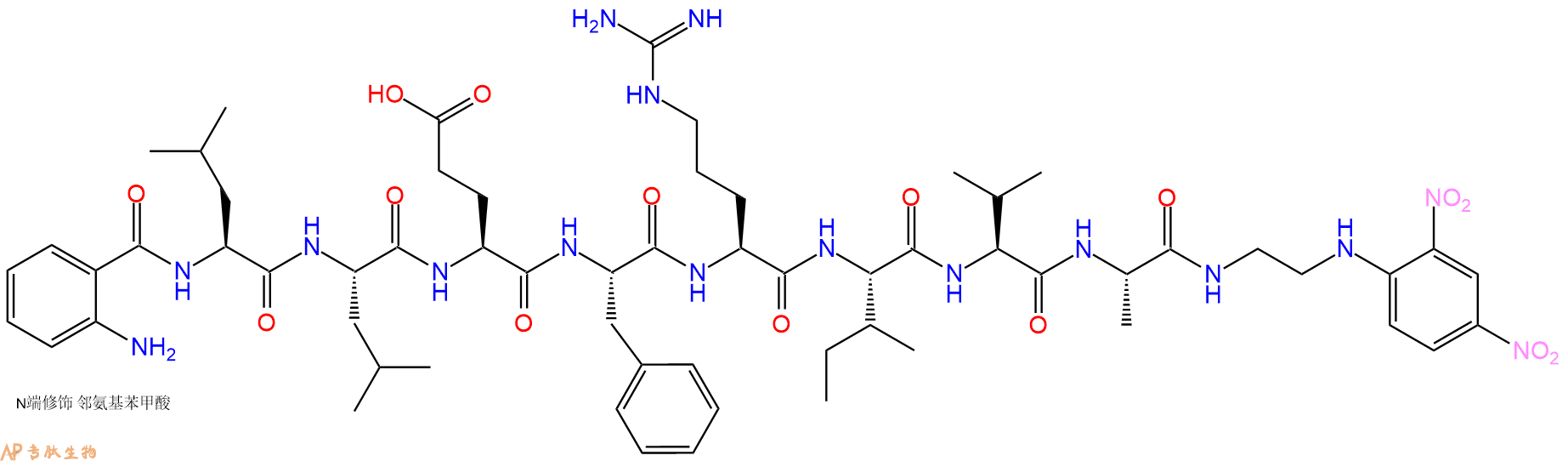 专肽生物产品Abz-Leu-Leu-Glu-Phe-Arg-Ile-Val-Ala-EDDnp