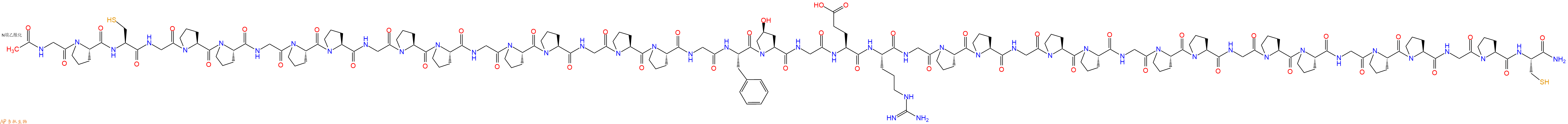 专肽生物产品Ac-Gly-Pro-Cys-Gly-Pro-Pro-Gly-Pro-Pro-Gly-Pro-Pro-Gly-Pro-Pro-Gly-Pro-Pro-Gly-Phe-Hyp-Gly-Glu-Arg-Gly-Pro-Pro-Gly-Pro-Pro-Gly-Pro-Pro-Gly-Pro-Pro-Gly-Pro-Pro-Gly-Pro-Cys-CONH2