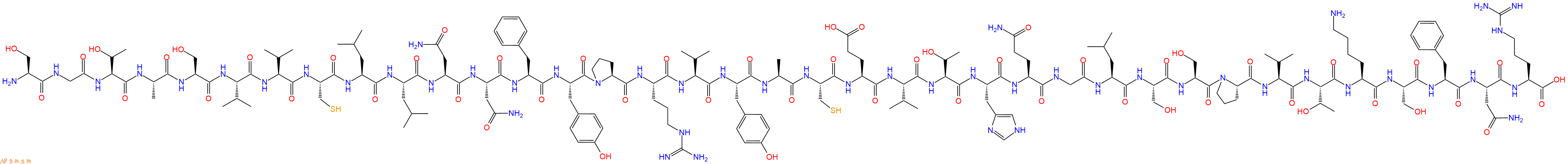 专肽生物产品H2N-Ser-Gly-Thr-Ala-Ser-Val-Val-Cys-Leu-Leu-Asn-Asn-Phe-Tyr-Pro-Arg-Val-Tyr-Ala-Cys-Glu-Val-Thr-His-Gln-Gly-Leu-Ser-Ser-Pro-Val-Thr-Lys-Ser-Phe-Asn-Arg-OH