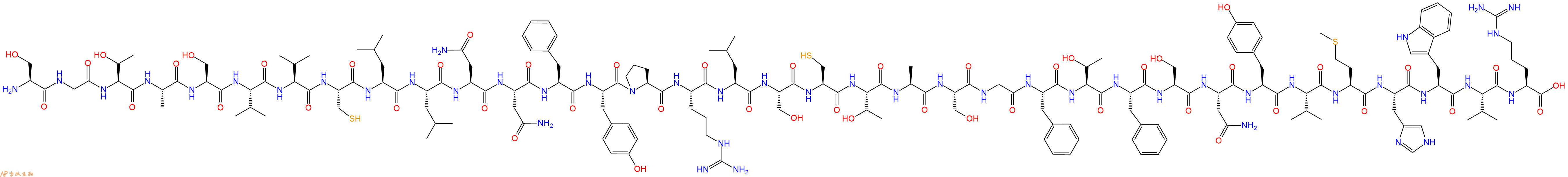 专肽生物产品H2N-Ser-Gly-Thr-Ala-Ser-Val-Val-Cys-Leu-Leu-Asn-Asn-Phe-Tyr-Pro-Arg-Leu-Ser-Cys-Thr-Ala-Ser-Gly-Phe-Thr-Phe-Ser-Asn-Tyr-Val-Met-His-Trp-Val-Arg-OH