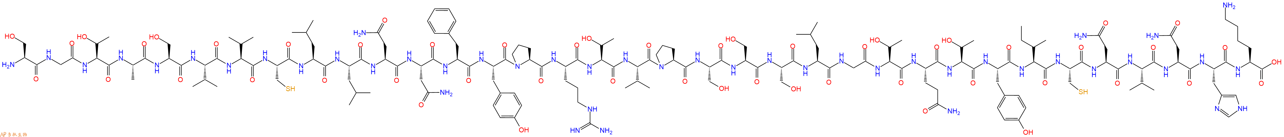 专肽生物产品H2N-Ser-Gly-Thr-Ala-Ser-Val-Val-Cys-Leu-Leu-Asn-Asn-Phe-Tyr-Pro-Arg-Thr-Val-Pro-Ser-Ser-Ser-Leu-Gly-Thr-Gln-Thr-Tyr-Ile-Cys-Asn-Val-Asn-His-Lys-OH