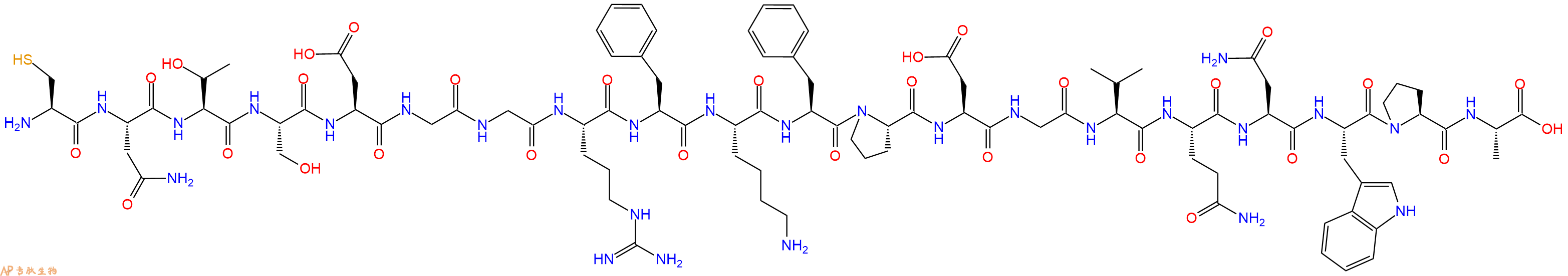 专肽生物产品H2N-Cys-Asn-Thr-Ser-Asp-Gly-Gly-Arg-Phe-Lys-Phe-Pro-Asp-Gly-Val-Gln-Asn-Trp-Pro-Ala-OH