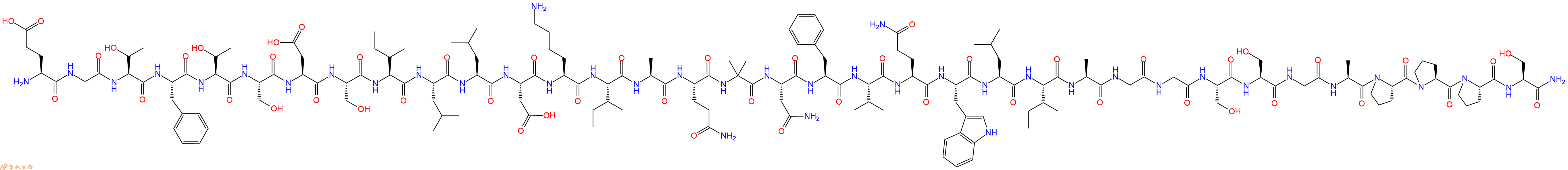 专肽生物产品H2N-Glu-Gly-Thr-Phe-Thr-Ser-Asp-Ser-Ile-Leu-Leu-Asp-Lys-Ile-Ala-Gln-Aib-Asn-Phe-Val-Gln-Trp-Leu-Ile-Ala-Gly-Gly-Ser-Ser-Gly-Ala-Pro-Pro-Pro-Ser-CONH2