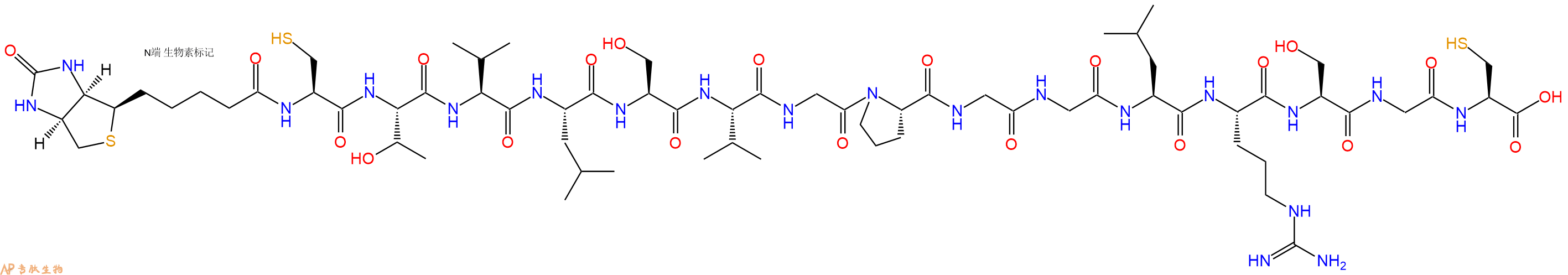 专肽生物产品Biotinyl-Cys-Thr-Val-Leu-Ser-Val-Gly-Pro-Gly-Gly-Leu-Arg-Ser-Gly-Cys-OH