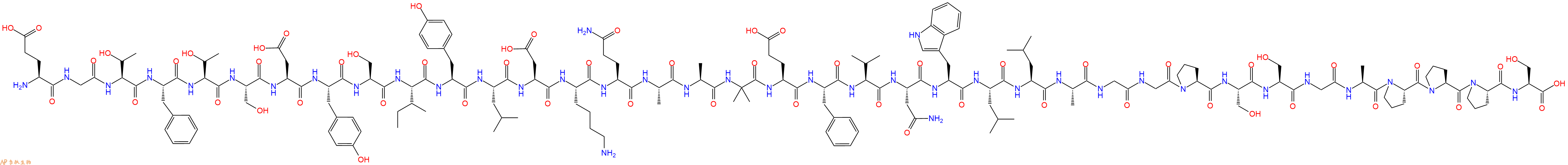 专肽生物产品H2N-Glu-Gly-Thr-Phe-Thr-Ser-Asp-Tyr-Ser-Ile-Tyr-Leu-Asp-Lys-Gln-Ala-Ala-Aib-Glu-Phe-Val-Asn-Trp-Leu-Leu-Ala-Gly-Gly-Pro-Ser-Ser-Gly-Ala-Pro-Pro-Pro-Ser-OH