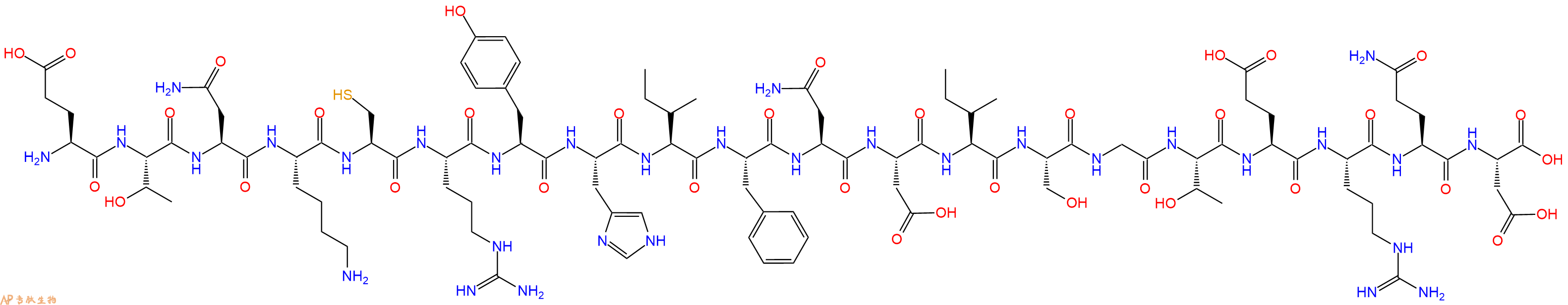 专肽生物产品H2N-Glu-Thr-Asn-Lys-Cys-Arg-Tyr-His-Ile-Phe-Asn-Asp-Ile-Ser-Gly-Thr-Glu-Arg-Gln-Asp-OH