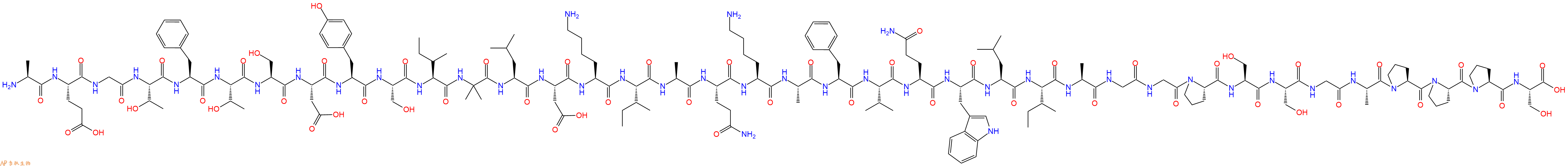 专肽生物产品H2N-Ala-Glu-Gly-Thr-Phe-Thr-Ser-Asp-Tyr-Ser-Ile-Aib-Leu-Asp-Lys-Ile-Ala-Gln-Lys-Ala-Phe-Val-Gln-Trp-Leu-Ile-Ala-Gly-Gly-Pro-Ser-Ser-Gly-Ala-Pro-Pro-Pro-Ser-OH