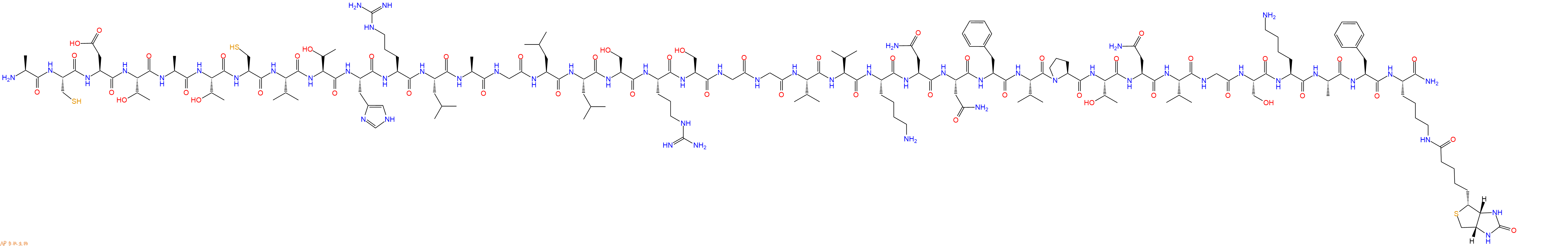 专肽生物产品H2N-Ala-Cys-Asp-Thr-Ala-Thr-Cys-Val-Thr-His-Arg-Leu-Ala-Gly-Leu-Leu-Ser-Arg-Ser-Gly-Gly-Val-Val-Lys-Asn-Asn-Phe-Val-Pro-Thr-Asn-Val-Gly-Ser-Lys-Ala-Phe-Lys(Biotin)-CONH2
