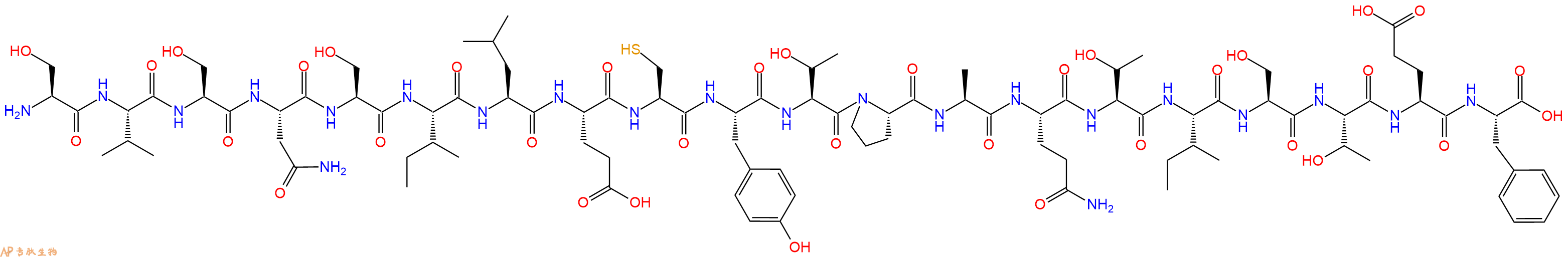 专肽生物产品H2N-Ser-Val-Ser-Asn-Ser-Ile-Leu-Glu-Cys-Tyr-Thr-Pro-Ala-Gln-Thr-Ile-Ser-Thr-Glu-Phe-OH