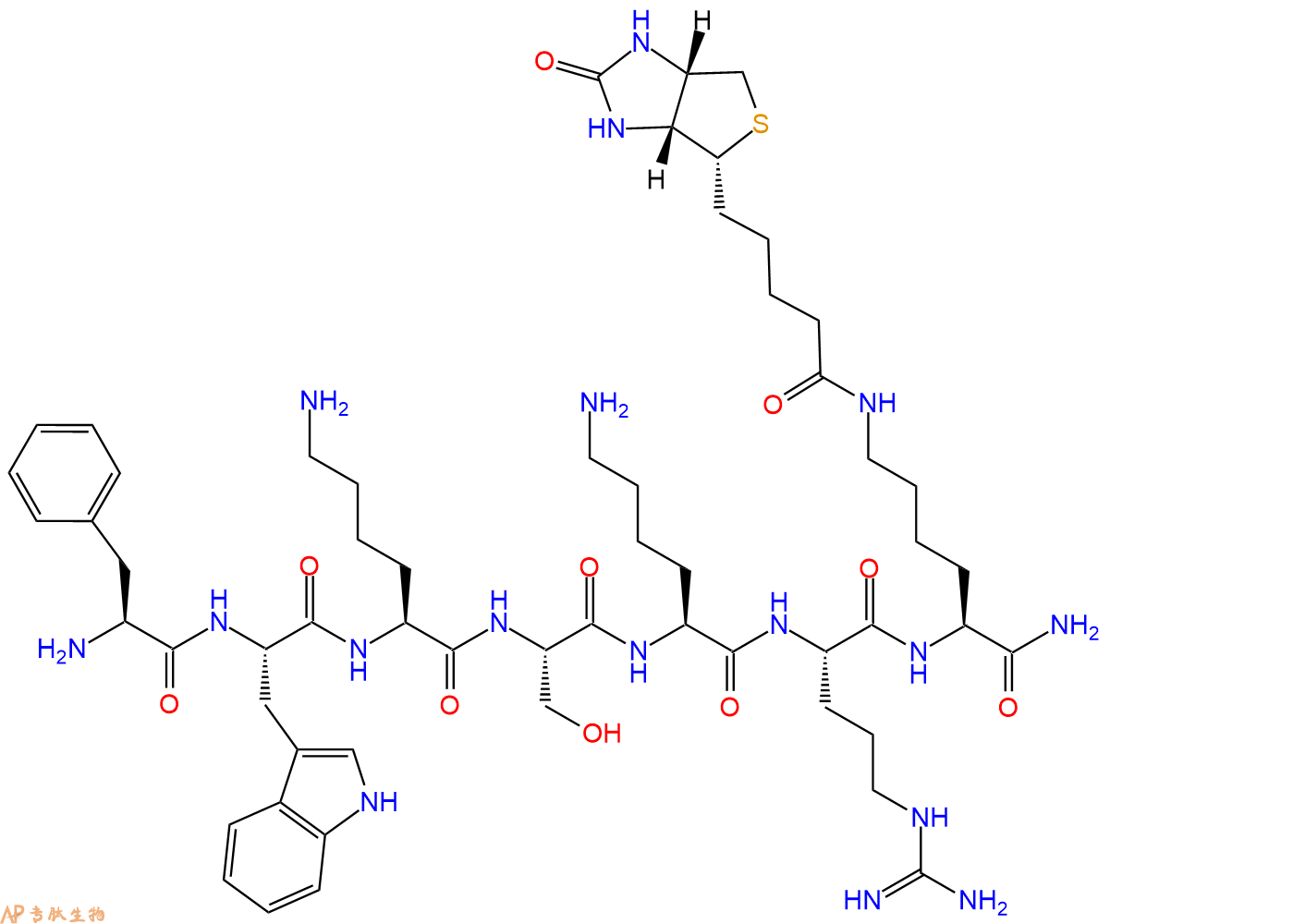 专肽生物产品H2N-Phe-Trp-Lys-Ser-Lys-Arg-Lys(Biotin)-CONH2