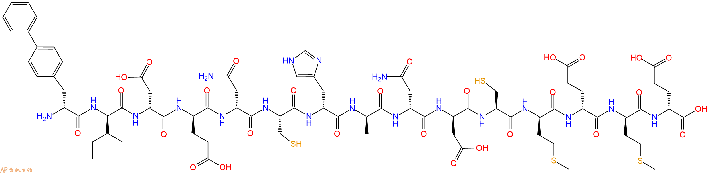 专肽生物产品H2N-DBip-DIle-DAsp-DGlu-DAsn-Cys-DHis-DAla-DAsn-DAsp-Cys-DMet-DGlu-DMet-DGlu-OH