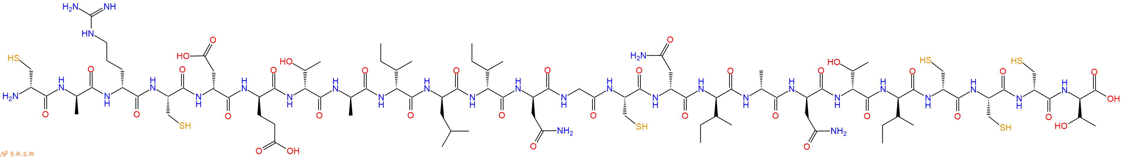 专肽生物产品H2N-DCys-DAla-DArg-Cys-DAsp-DGlu-DThr-DAla-DIle-DLeu-DIle-DAsn-Gly-Cys-DAsn-DIle-DAla-DAsn-DThr-DIle-DCys-Cys-DCys-DThr-OH