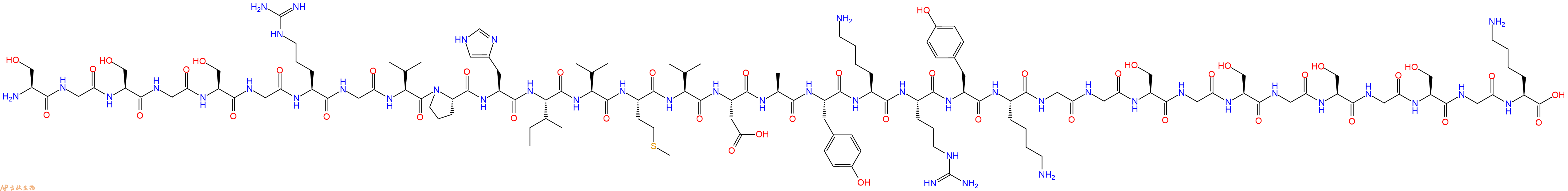 专肽生物产品H2N-Ser-Gly-Ser-Gly-Ser-Gly-Arg-Gly-Val-Pro-His-Ile-Val-Met-Val-Asp-Ala-Tyr-Lys-Arg-Tyr-Lys-Gly-Gly-Ser-Gly-Ser-Gly-Ser-Gly-Ser-Gly-Lys-OH