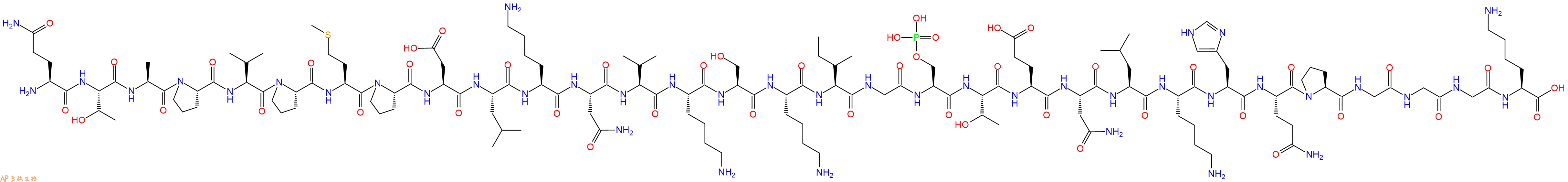 专肽生物产品H2N-Gln-Thr-Ala-Pro-Val-Pro-Met-Pro-Asp-Leu-Lys-Asn-Val-Lys-Ser-Lys-Ile-Gly-Ser(PO3H2)-Thr-Glu-Asn-Leu-Lys-His-Gln-Pro-Gly-Gly-Gly-Lys-OH