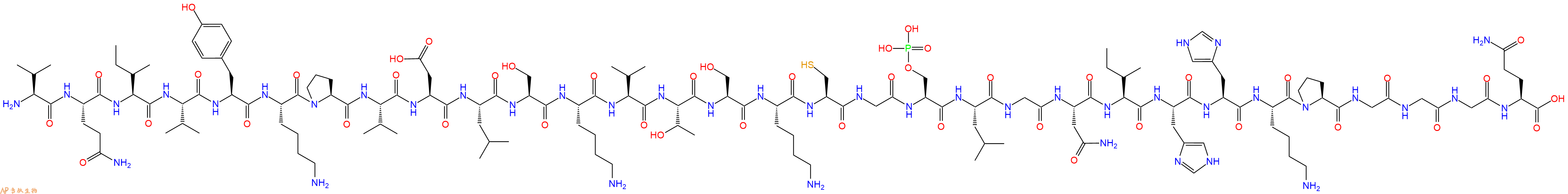 专肽生物产品H2N-Val-Gln-Ile-Val-Tyr-Lys-Pro-Val-Asp-Leu-Ser-Lys-Val-Thr-Ser-Lys-Cys-Gly-Ser(PO3H2)-Leu-Gly-Asn-Ile-His-His-Lys-Pro-Gly-Gly-Gly-Gln-OH