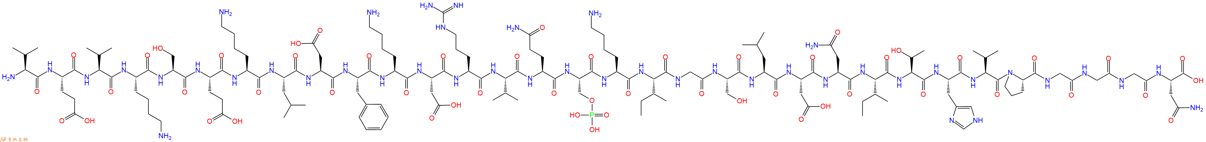 专肽生物产品H2N-Val-Glu-Val-Lys-Ser-Glu-Lys-Leu-Asp-Phe-Lys-Asp-Arg-Val-Gln-Ser(PO3H2)-Lys-Ile-Gly-Ser-Leu-Asp-Asn-Ile-Thr-His-Val-Pro-Gly-Gly-Gly-Asn-OH