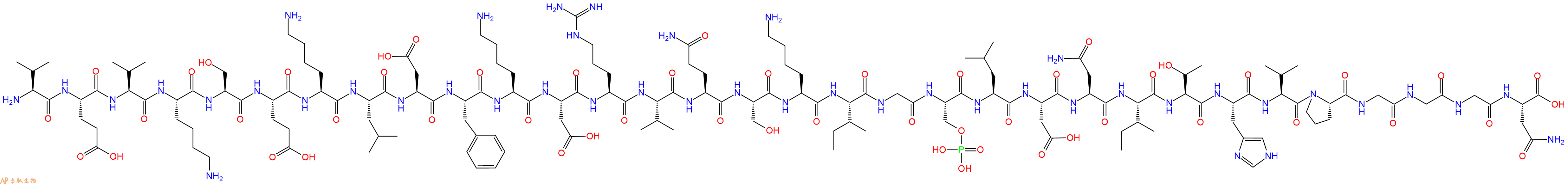 专肽生物产品H2N-Val-Glu-Val-Lys-Ser-Glu-Lys-Leu-Asp-Phe-Lys-Asp-Arg-Val-Gln-Ser-Lys-Ile-Gly-Ser(PO3H2)-Leu-Asp-Asn-Ile-Thr-His-Val-Pro-Gly-Gly-Gly-Asn-OH