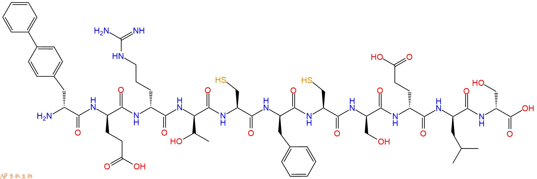 专肽生物产品H2N-DBip-DGlu-DArg-DThr-Cys-DPhe-Cys-DSer-DGlu-DLeu-DSer-OH