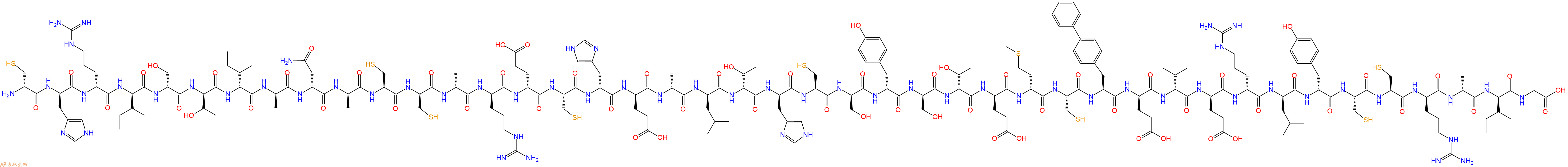 专肽生物产品H2N-DCys-DHis-DArg-DIle-DSer-DThr-DIle-DAla-DAsn-DAla-Cys-DCys-DAla-DArg-DGlu-Cys-DHis-DGlu-DAla-DLeu-DThr-DHis-Cys-DSer-DTyr-DSer-DThr-DGlu-DMet-Cys-Bip-DGlu-DVal-DGlu-DArg-DLeu-DTyr-Cys-Cys-DArg-DAla-DIle-Gly-OH