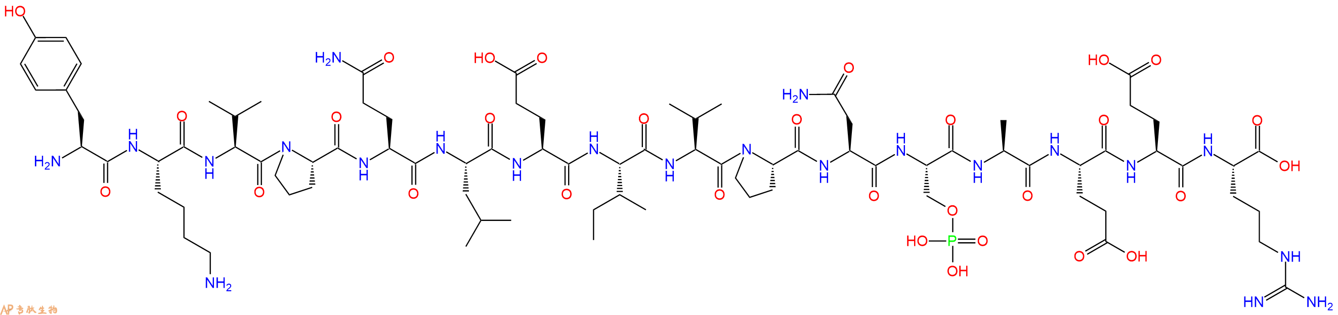 专肽生物产品H2N-Tyr-Lys-Val-Pro-Gln-Leu-Glu-Ile-Val-Pro-Asn-Ser(PO3H2)-Ala-Glu-Glu-Arg-OH