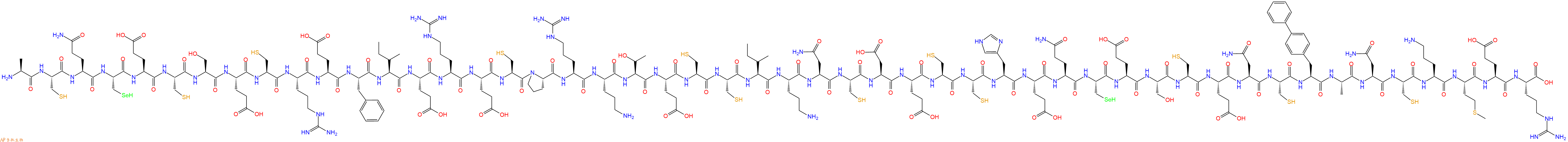 专肽生物产品H2N-Ala-Cys-Gln-Sec-Glu-Cys-Ser-Glu-Cys-Arg-Glu-Phe-Ile-Glu-Arg-Glu-Cys-Pro-Arg-Orn-Thr-Glu-Cys-Cys-Ile-Orn-Asn-Cys-Asp-Glu-Cys-Cys-His-Glu-Gln-Sec-Glu-Ser-Cys-Glu-Asn-Cys-Bip-Ala-Asn-Cys-Orn-Met-Glu-Arg-OH