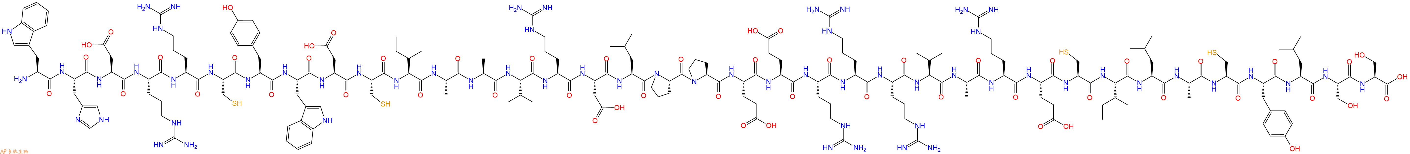 专肽生物产品H2N-Trp-His-Asp-Arg-Arg-Cys-Tyr-Trp-Asp-Cys-Ile-Ala-Ala-Val-Arg-Asp-Leu-Pro-Pro-Glu-Glu-Arg-Arg-Arg-Val-Ala-Arg-Glu-Cys-Ile-Leu-Ala-Cys-Tyr-Leu-Ser-Ser-OH