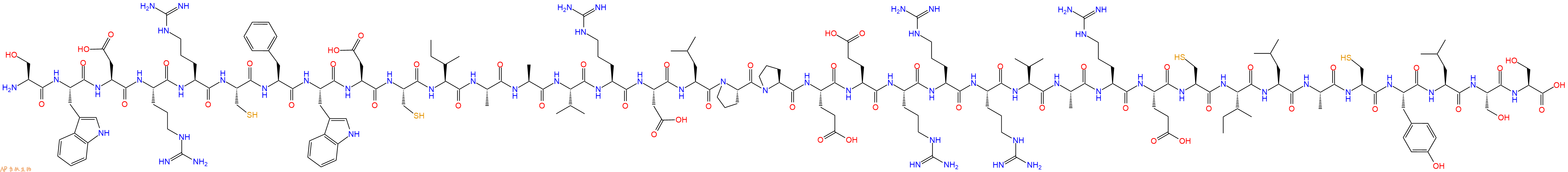 专肽生物产品H2N-Ser-Trp-Asp-Arg-Arg-Cys-Phe-Trp-Asp-Cys-Ile-Ala-Ala-Val-Arg-Asp-Leu-Pro-Pro-Glu-Glu-Arg-Arg-Arg-Val-Ala-Arg-Glu-Cys-Ile-Leu-Ala-Cys-Tyr-Leu-Ser-Ser-OH