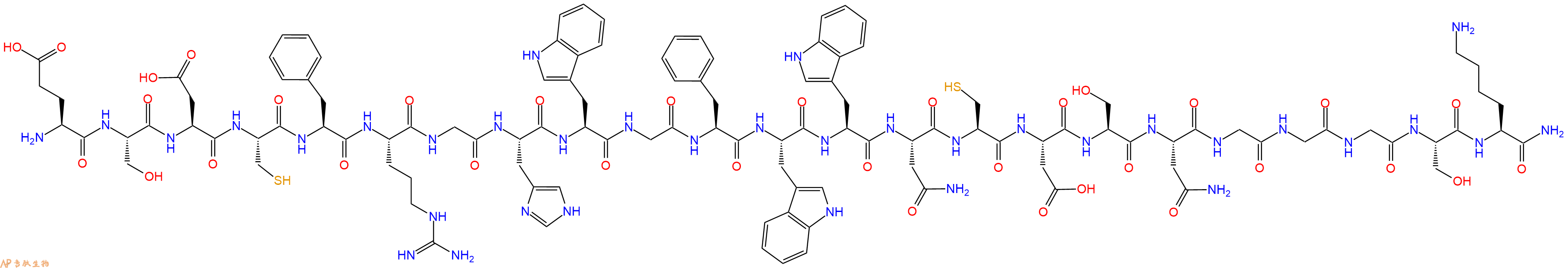专肽生物产品H2N-Glu-Ser-Asp-Cys-Phe-Arg-Gly-His-Trp-Gly-Phe-Trp-Trp-Asn-Cys-Asp-Ser-Asn-Gly-Gly-Gly-Ser-Lys-CONH2