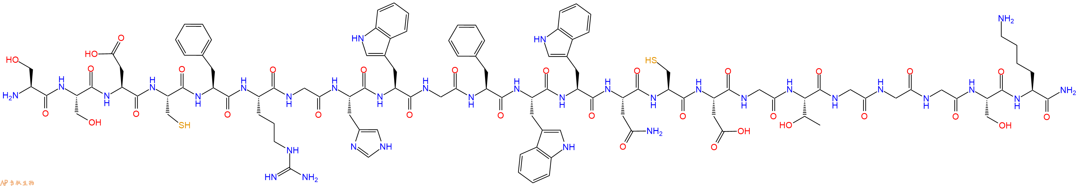 专肽生物产品H2N-Ser-Ser-Asp-Cys-Phe-Arg-Gly-His-Trp-Gly-Phe-Trp-Trp-Asn-Cys-Asp-Gly-Thr-Gly-Gly-Gly-Ser-Lys-CONH2