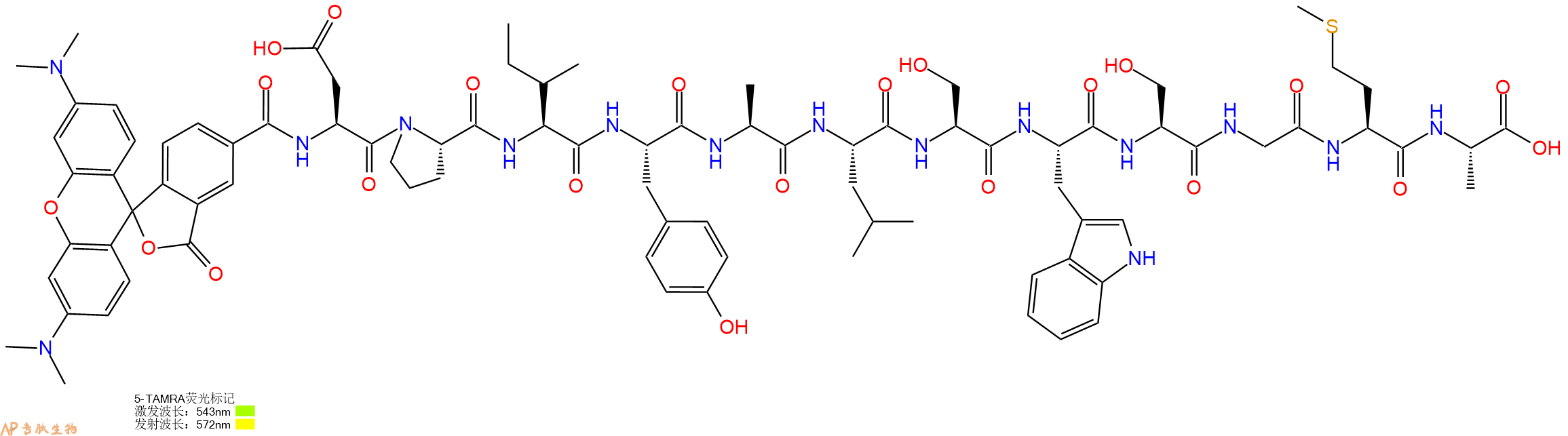 专肽生物产品5TAMRA-Asp-Pro-Ile-Tyr-Ala-Leu-Ser-Trp-Ser-Gly-Met-Ala-OH