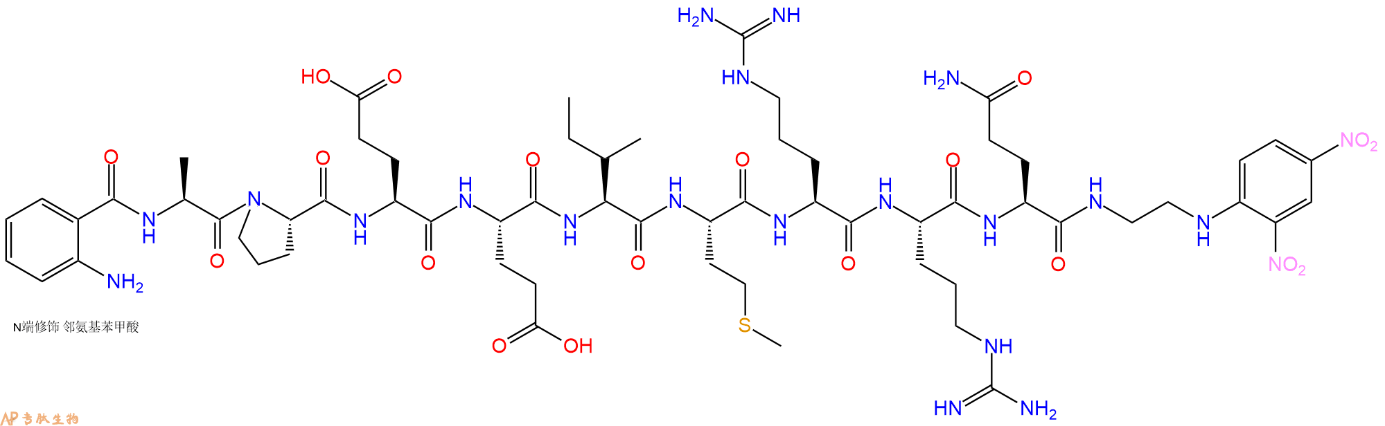 专肽生物产品Abz-Ala-Pro-Glu-Glu-Ile-Met-Arg-Arg-Gln-EDDnp