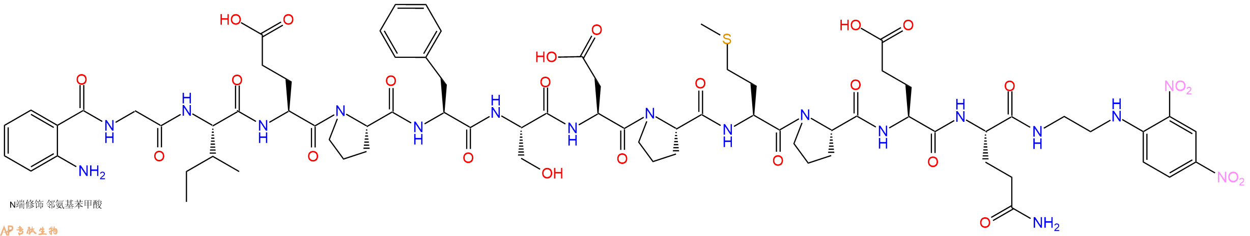 专肽生物产品Abz-Gly-Ile-Glu-Pro-Phe-Ser-Asp-Pro-Met-Pro-Glu-Gln-EDDnp
