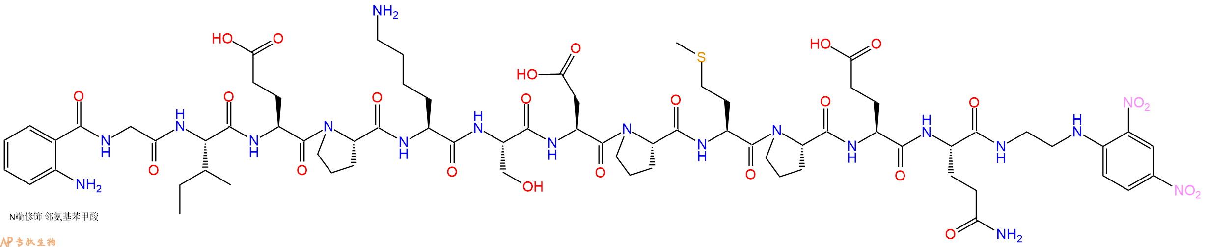 专肽生物产品Abz-Gly-Ile-Glu-Pro-Lys-Ser-Asp-Pro-Met-Pro-Glu-Gln-EDDnp