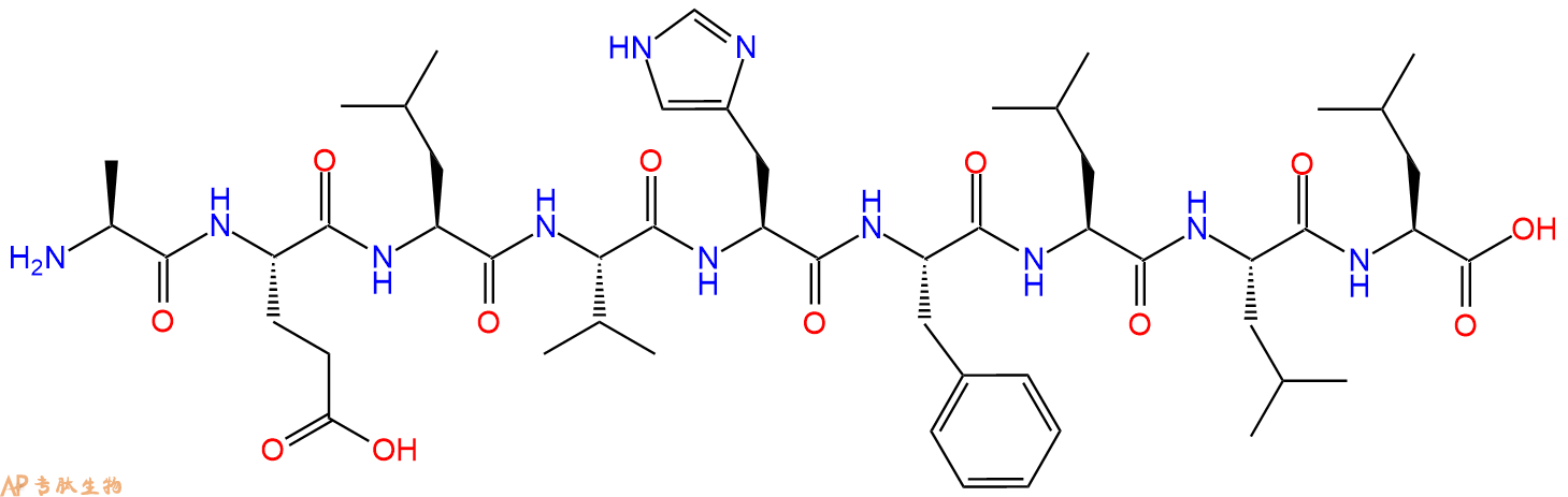专肽生物产品H2N-Ala-Glu-Leu-Val-His-Phe-Leu-Leu-Leu-OH