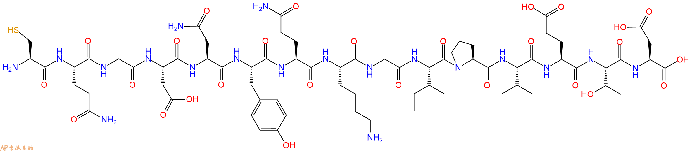 专肽生物产品H2N-Cys-Gln-Gly-Asp-Asn-Tyr-Gln-Lys-Gly-Ile-Pro-Val-Glu-Thr-Asp-OH