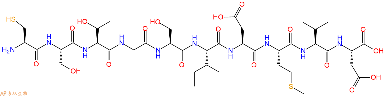 专肽生物产品H2N-Cys-Ser-Thr-Gly-Ser-Ile-Asp-Met-Val-Asp-OH