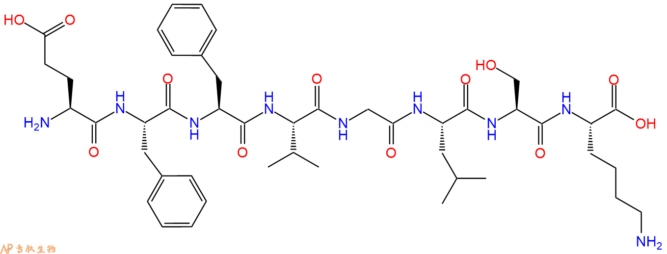 专肽生物产品H2N-Glu-Phe-Phe-Val-Gly-Leu-Ser-Lys-OH