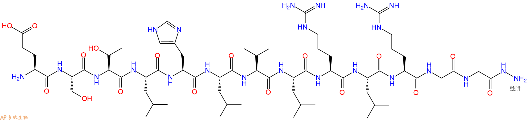 专肽生物产品H2N-Glu-Ser-Thr-Leu-His-Leu-Val-Leu-Arg-Leu-Arg-Gly-Gly-Hydrazide