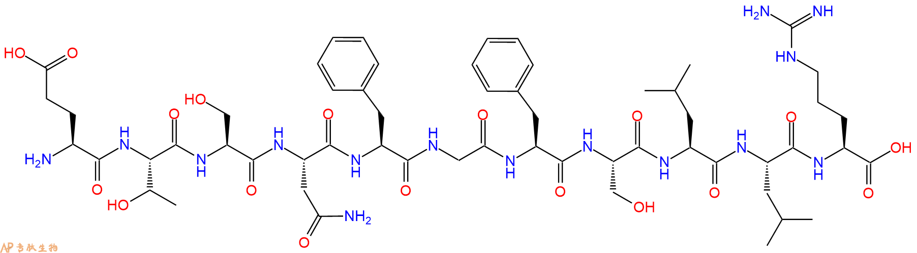 专肽生物产品H2N-Glu-Thr-Ser-Asn-Phe-Gly-Phe-Ser-Leu-Leu-Arg-OH