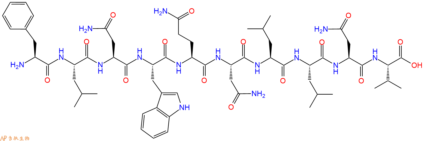 专肽生物产品H2N-Phe-Leu-Asn-Trp-Gln-Asn-Leu-Leu-Asn-Val-OH