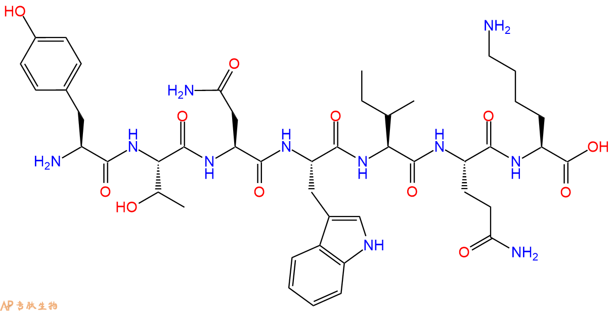 专肽生物产品H2N-Tyr-Thr-Asn-Trp-Ile-Gln-Lys-OH