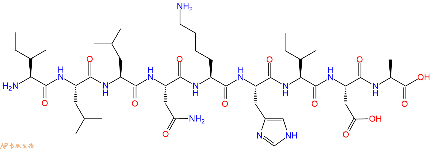 专肽生物产品H2N-Ile-Leu-Leu-Asn-Lys-His-Ile-Asp-Ala-OH