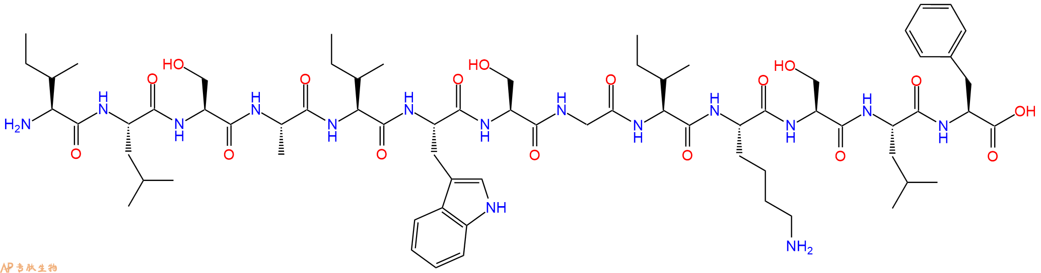 专肽生物产品H2N-Ile-Leu-Ser-Ala-Ile-Trp-Ser-Gly-Ile-Lys-Ser-Leu-Phe-OH