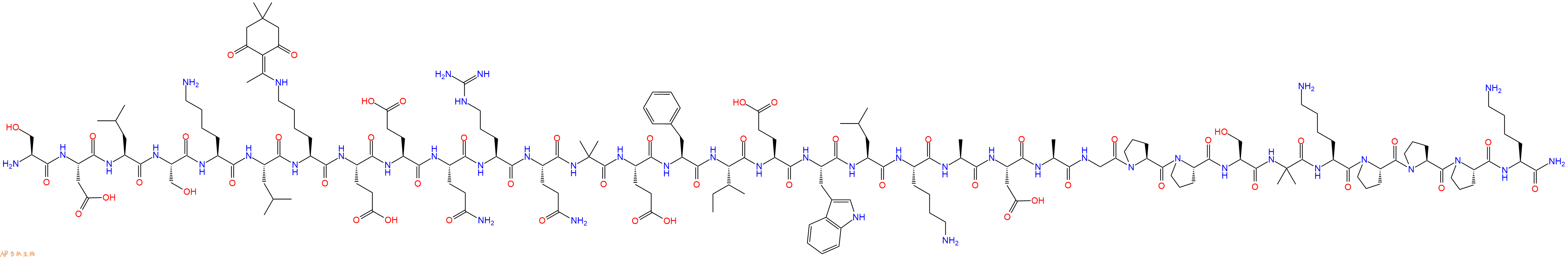 专肽生物产品H2N-Ser-Asp-Leu-Ser-Lys-Leu-Lys(Dde)-Glu-Glu-Gln-Arg-Gln-Aib-Glu-Phe-Ile-Glu-Trp-Leu-Lys-Ala-Asp-Ala-Gly-Pro-Pro-Ser-Aib-Lys-Pro-Pro-Pro-Lys-CONH2