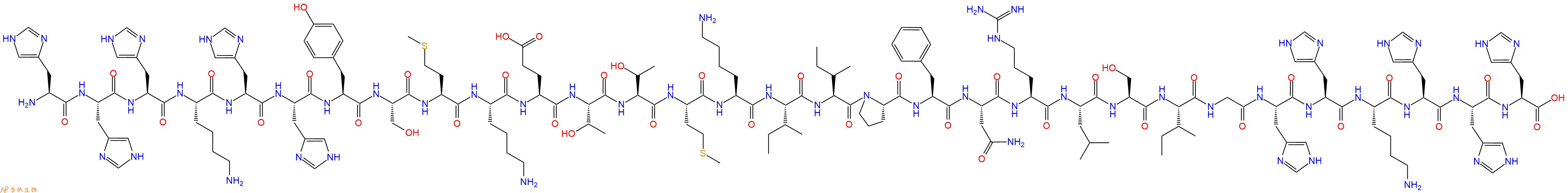 专肽生物产品H2N-His-His-His-Lys-His-His-Tyr-Ser-Met-Lys-Glu-Thr-Thr-Met-Lys-Ile-Ile-Pro-Phe-Asn-Arg-Leu-Ser-Ile-Gly-His-His-Lys-His-His-His-OH