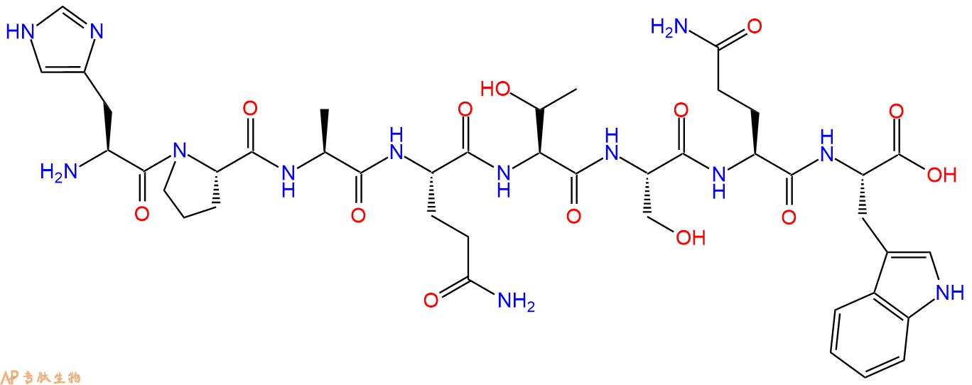 专肽生物产品H2N-His-Pro-Ala-Gln-Thr-Ser-Gln-Trp-OH