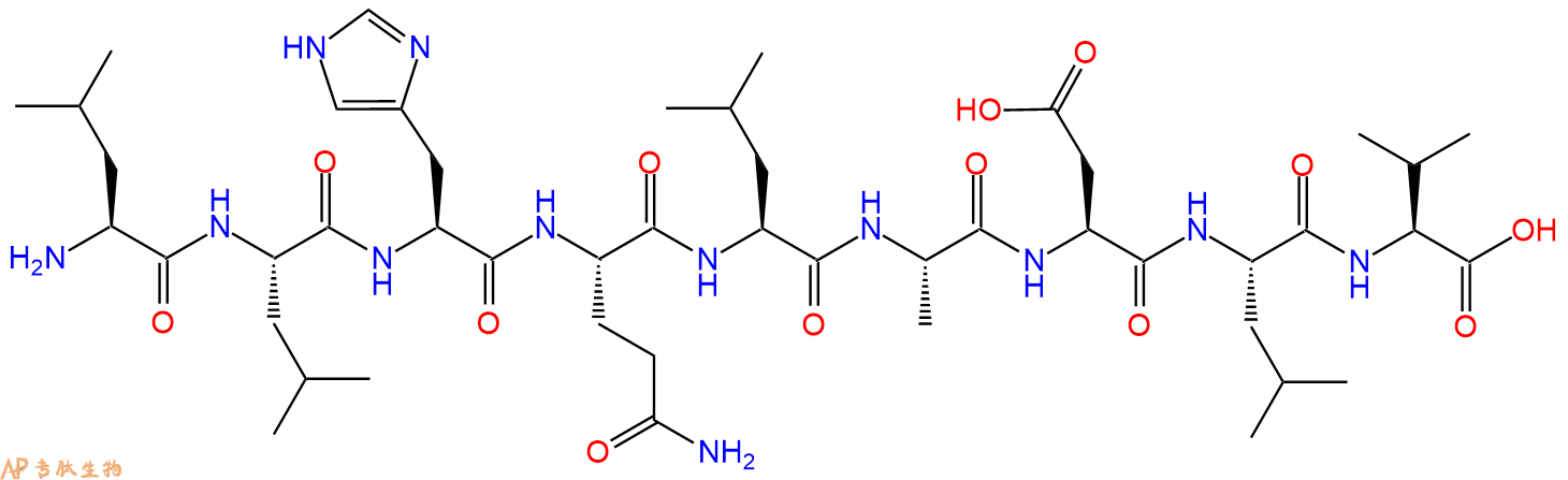 专肽生物产品H2N-Leu-Leu-His-Gln-Leu-Ala-Asp-Leu-Val-OH