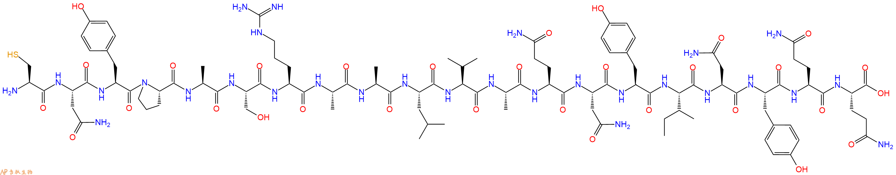 专肽生物产品H2N-Cys-Asn-Tyr-Pro-Ala-Ser-Arg-Ala-Ala-Leu-Val-Ala-Gln-Asn-Tyr-Ile-Asn-Tyr-Gln-Gln-OH